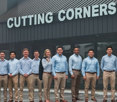 Cutting Corners Staff at Store Front